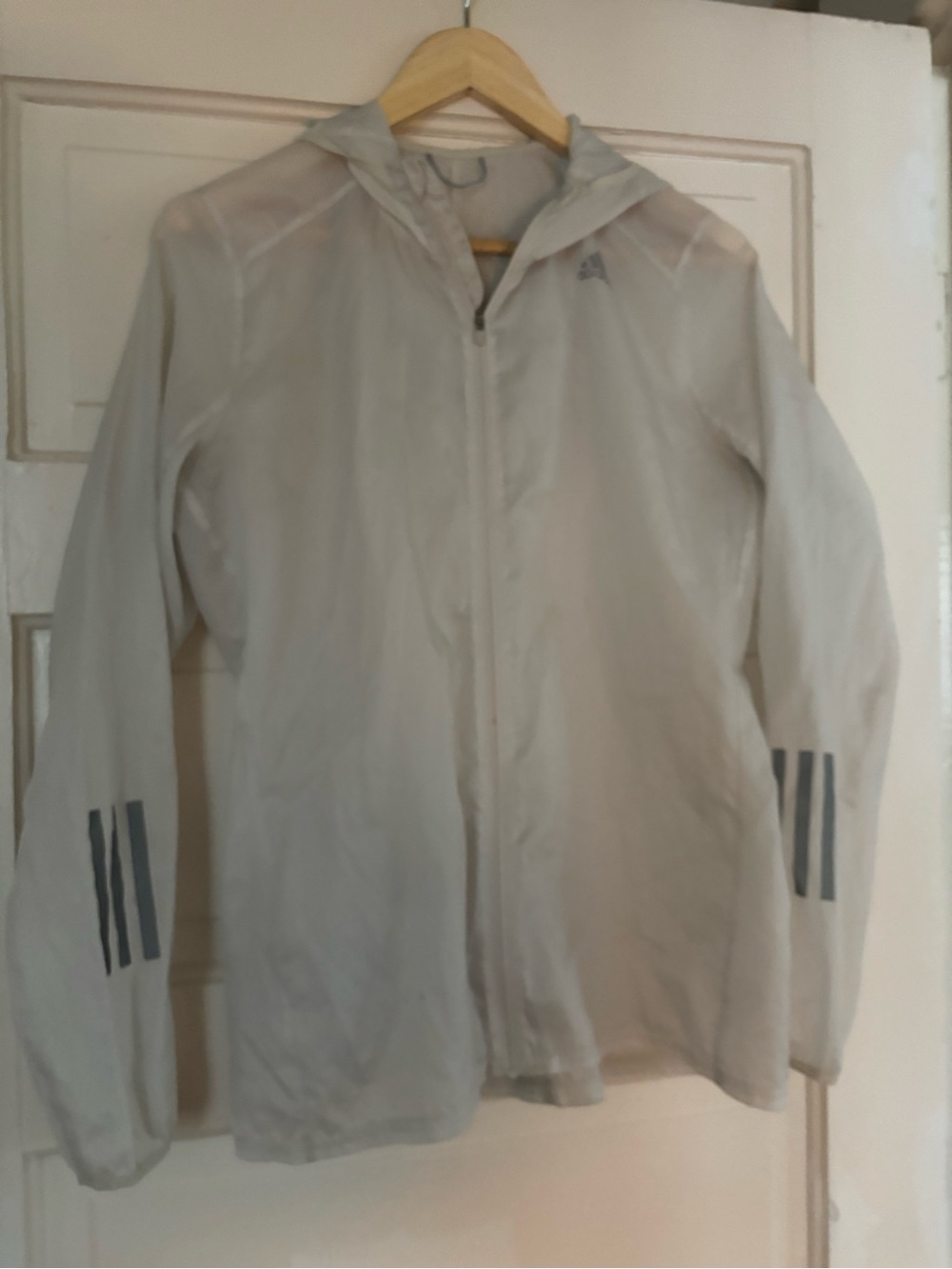 adidas Light Gray Women's Hooded Windbreaker